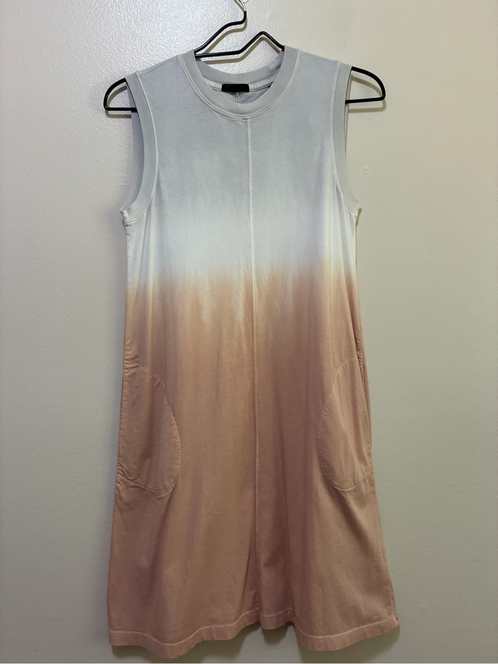 ATM sleeveless Ombre Shift Dress in White to Blush size xs